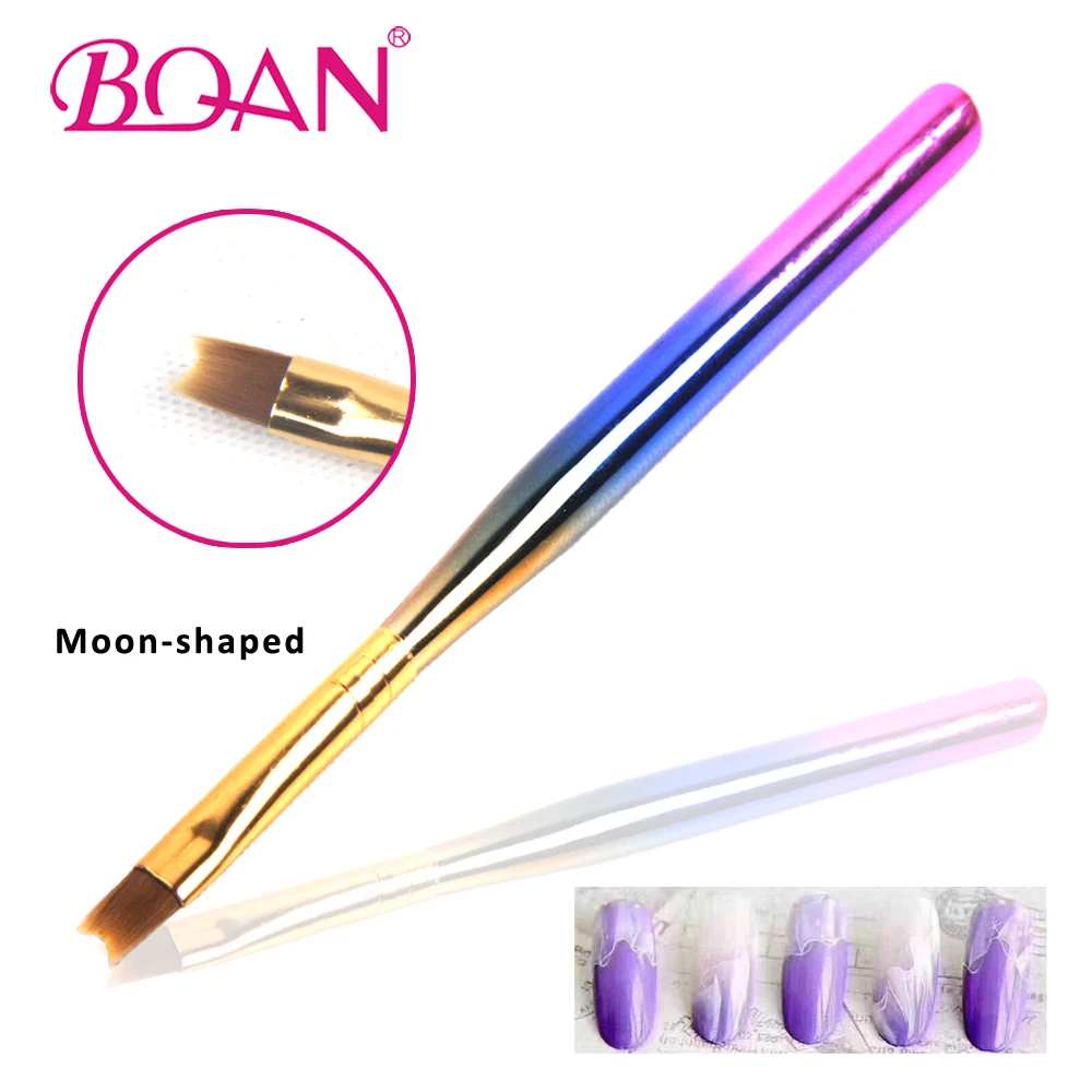 

BQAN Wholesale French Half Moon Shape Angled Nail Salon Supplier Gel Brush Nail Brush, All colors is available