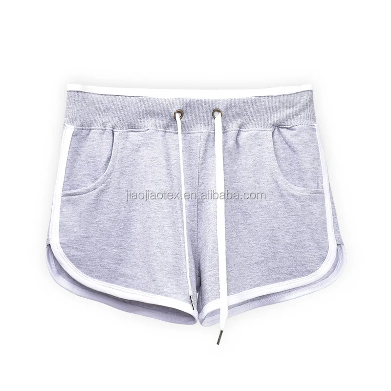 

OEM custom made print logo 100% cotton summer running women shorts with strings, Black;dark green