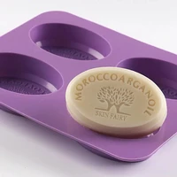 

Hot Selling Food Grade Custom 4 Cavities Heaven Tree Oval Soap Making Molds Silicone Oval Soap Molds