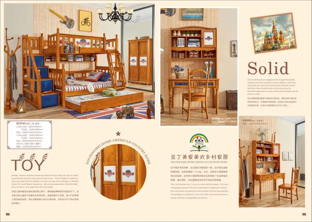 Litera De Madera Maciza Para Niños Con Tobogán Para Dormitorio,Muebles