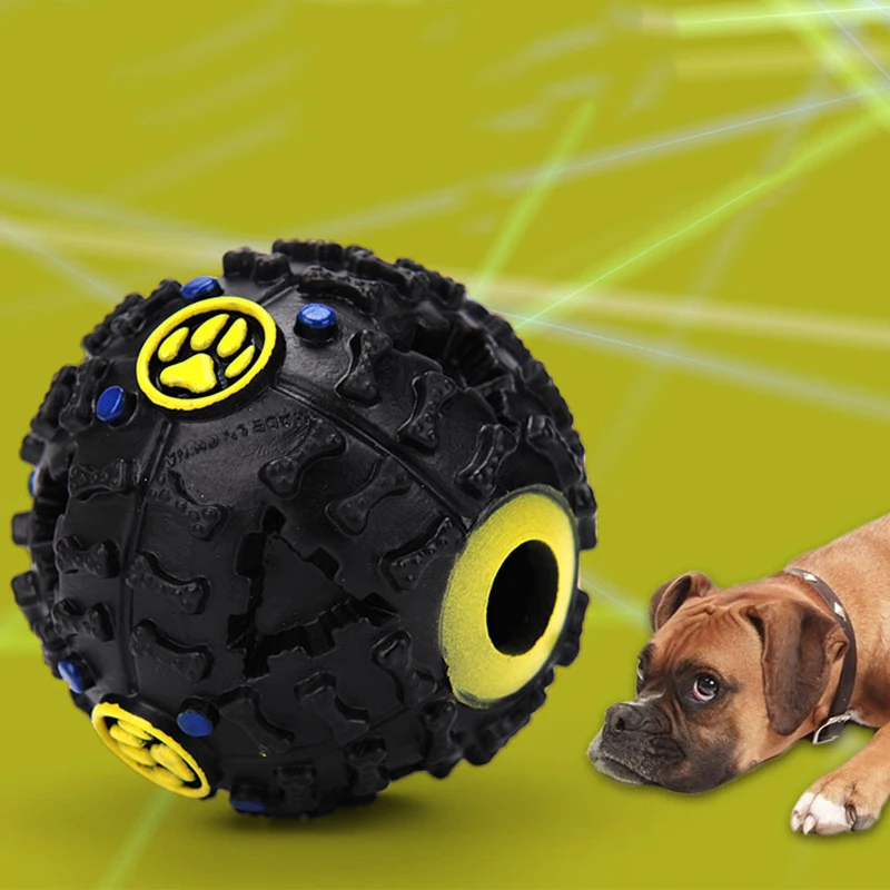 

Dog Toy Ball Food Leaking Balls Sound Making Toy Black Color Fun Play Eating Pet Supplies Perfect Training S-sized Pet Toy, As picture