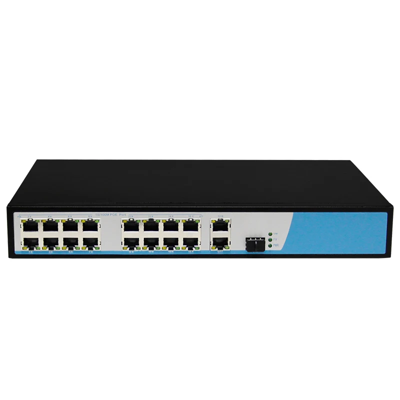 

16 port 10/100M with 3 gigabit uplink AF/AT Standard unmanaged poe switch