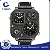 Oulm HT1169 Fashion Casual Men's Watch Two Movement Quartz Wrist Watch Rond Dial Leather Band Analog Clock Two Time zone WATCHES