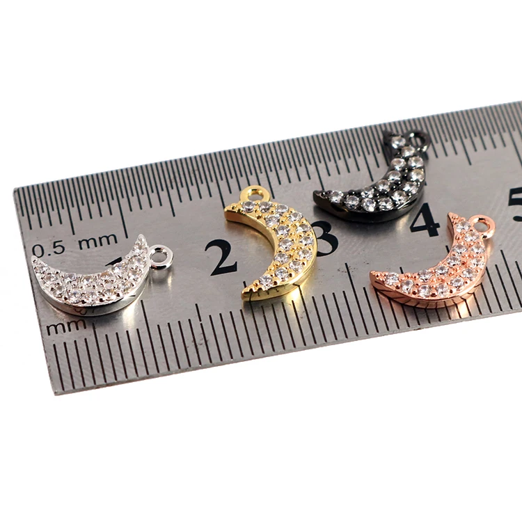 

CZ7519 CZ Tiny Crescent Moon Charm,Mini Cubic Zirconia Crescent Moon Charms, Dainty CZ Moon Charms, Gold,rose gold, black, and sliver