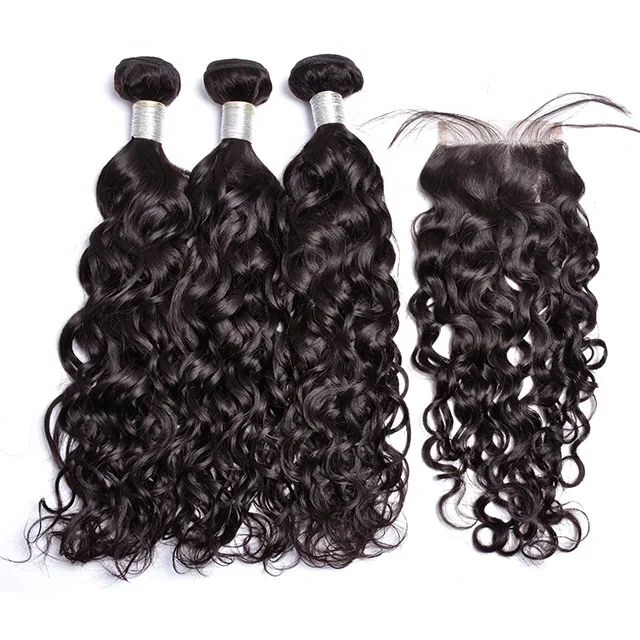 

Hair weave loose water wave eurasian curly hair water curls bundles with closure