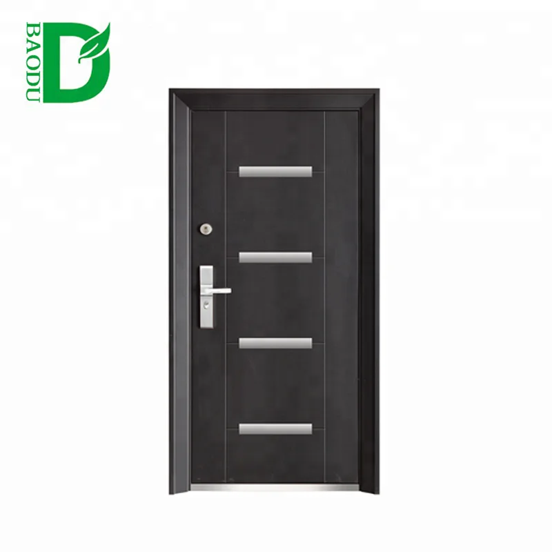 Neue design hohe qualit&auml;t dekorative sicherheit stahl t&uuml;r mit aluminium streifen