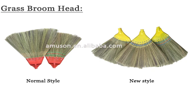 handmade grass broom with wooden stick