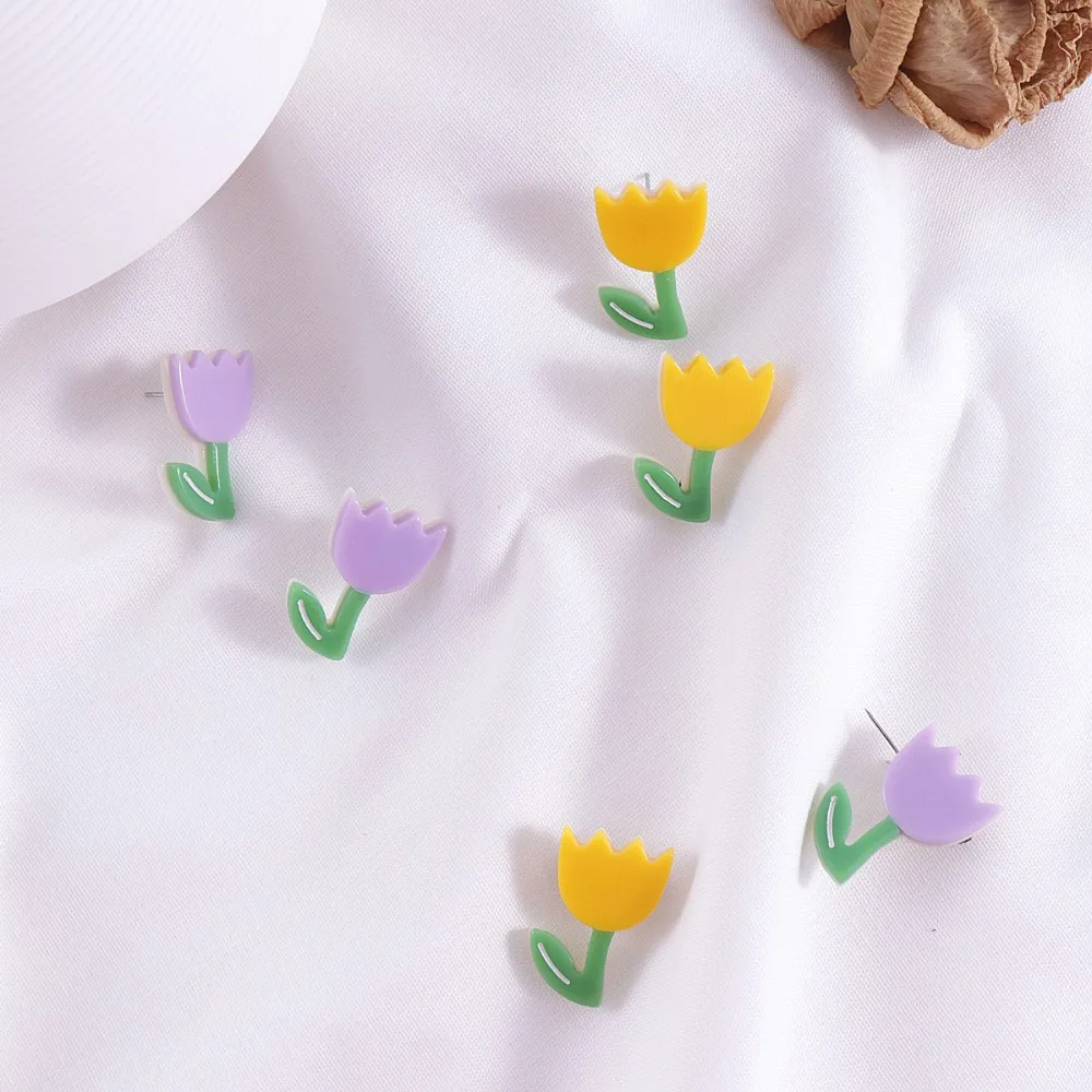 

2019 flower shape acrylic earrings for children cute style earrings for women wholesale accessories, Colorful