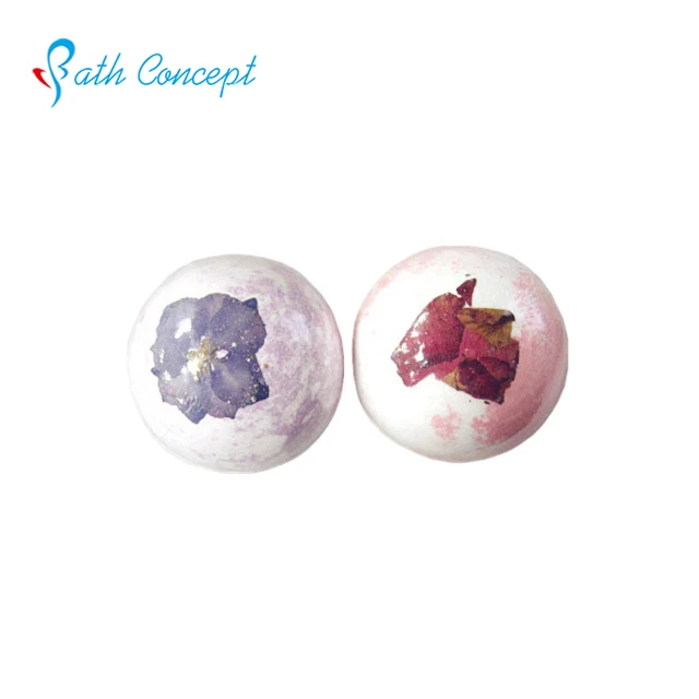 

Custom OEM fizzy spa DIY bath bomb luxury private label glitter skin care dry flower bath bomb
