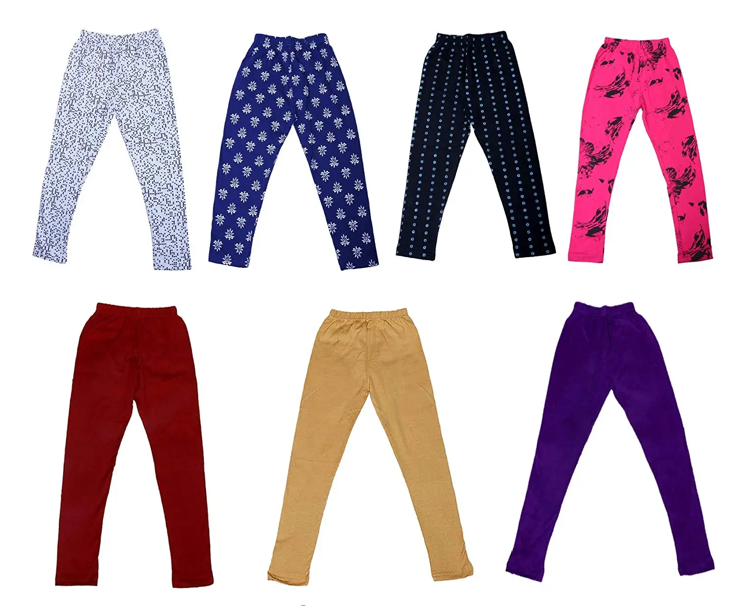 Indistar IndiWeaves Girls Super Soft and Stylish Cotton Printed Legging Pack Of 3