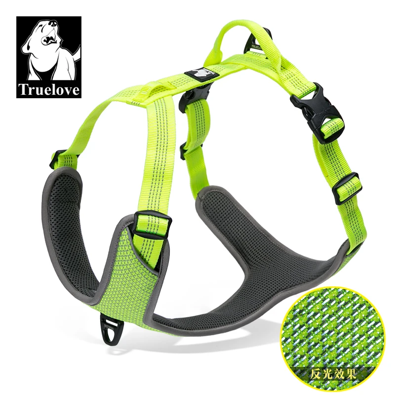 

Truelove wholesale quality nylon pet dog lift harness luxury 3M highly reflective front clip no pull dog harness, Black