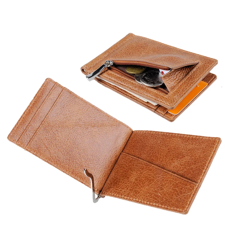 mens leather credit card holder and money clip