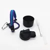 Straw lid and water bottle silicone sleeve with brush and fire starter paracord handle with compass and saferty ring