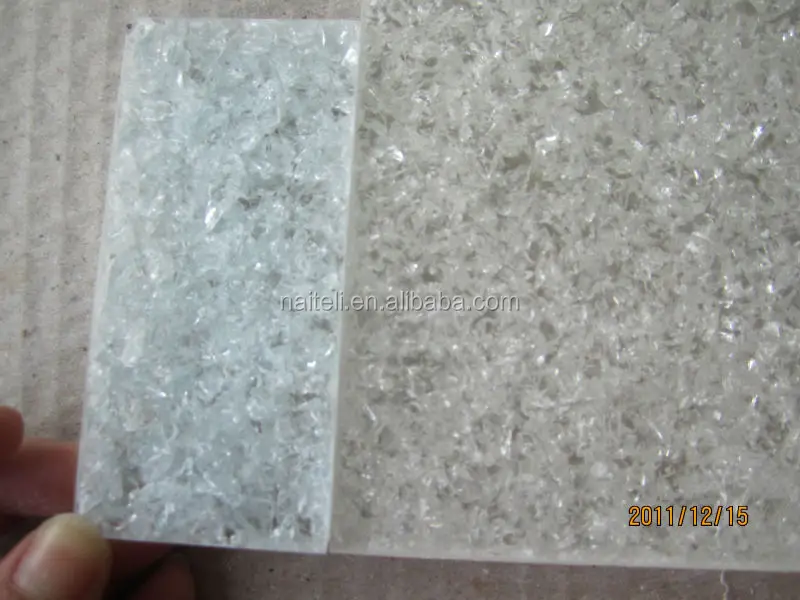 Clear Red Orange Color Crushed Glass Resin Panel Buy Crushed