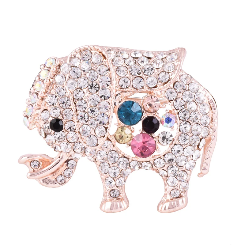 

Anniversary Gift Golden Elephant Diamond Baby Brooch Pin, Custom color