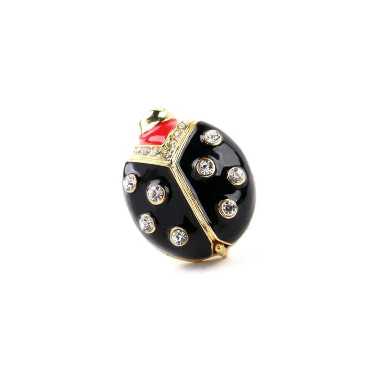 

jz00176 Black Enamel Crystal Ladybird Animal Shaped Rings For Men