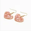 latest design korean style pink red pearl tortoise shell heart drop acetate earrings gold hook earrings for women