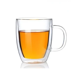 Image of Double walled ultra clear custom 12 oz glass coffee mugs