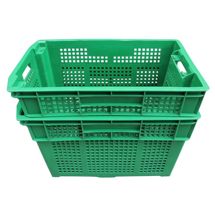 

QS Mesh Plastic Nested Storage Basket Customized Plastic Stackable Vegetable Basket Plastic Fruit Basket for Logistics Transport