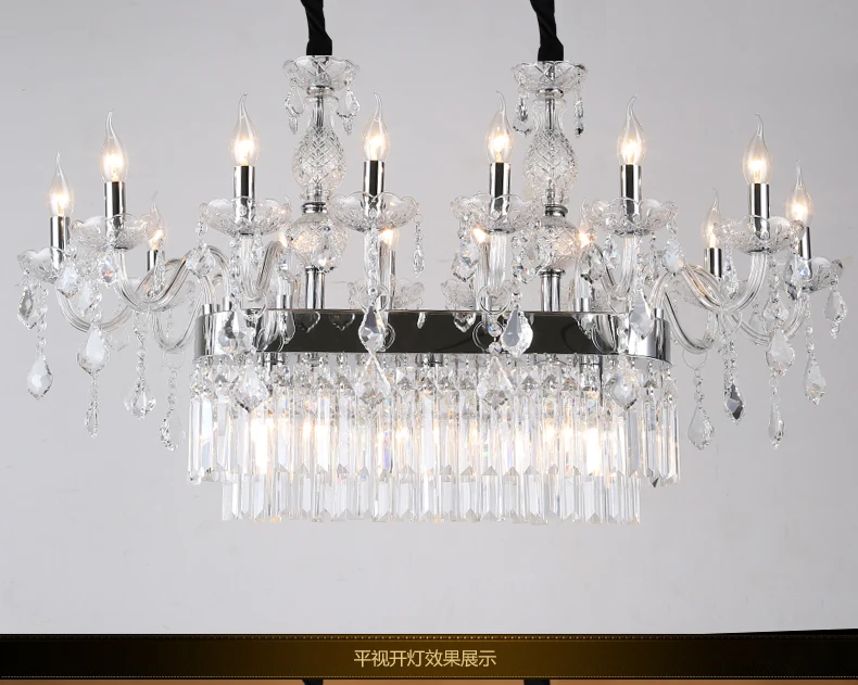 Light luxury lighting glass candle crystal chandelier for living room bedroom villa hotel