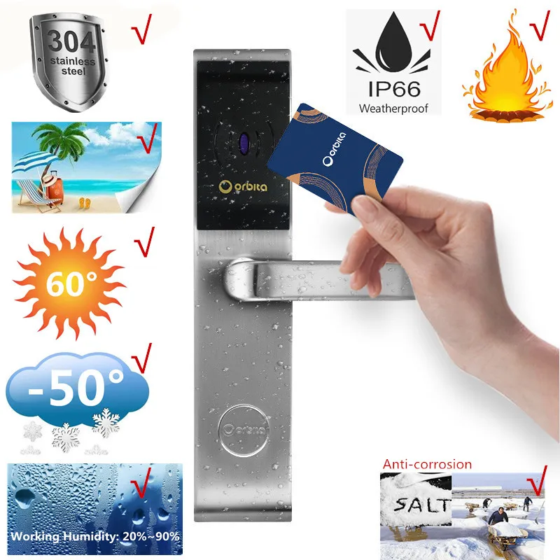 Orbita E3041 Safe Hotel Lock 304 Stainless Steel Keyless Electronic