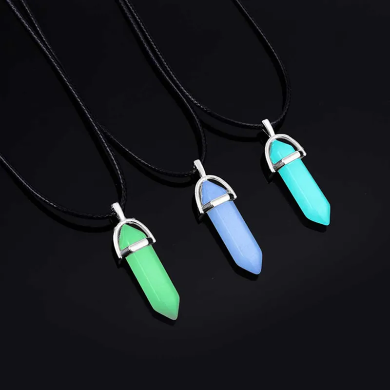 

Glow In The Dark Luminous Stone Pendant Moonstone Natural Quartz Stone Pendulum Charm Hexagonal, N/a