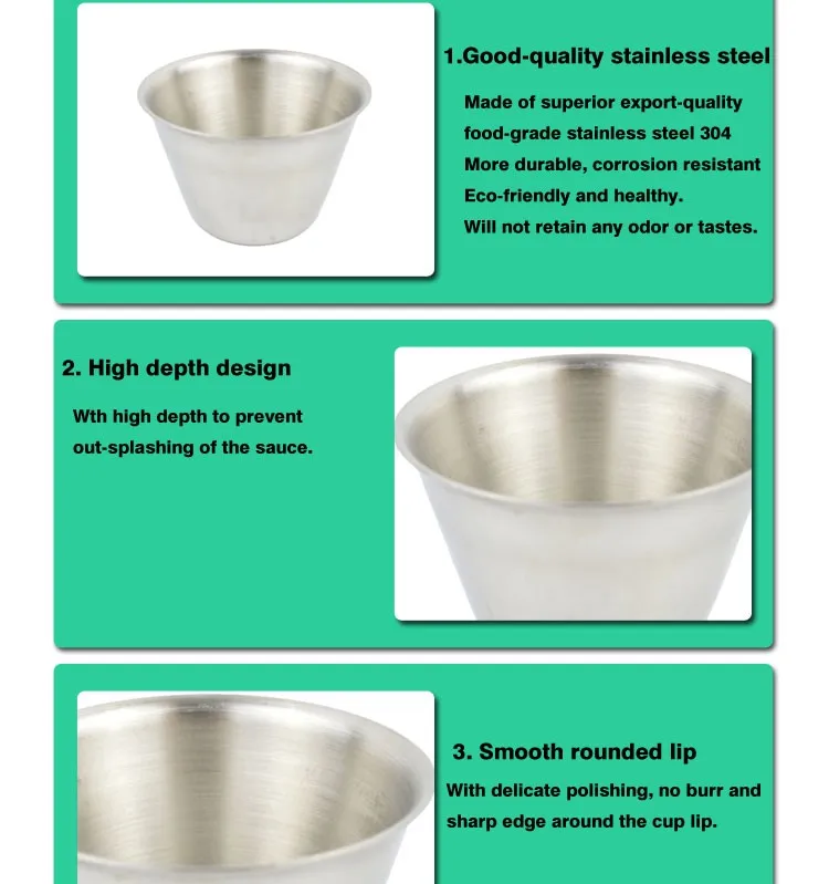 Stainless Steel Sauce Cups Grade Dipping Sauce Cups