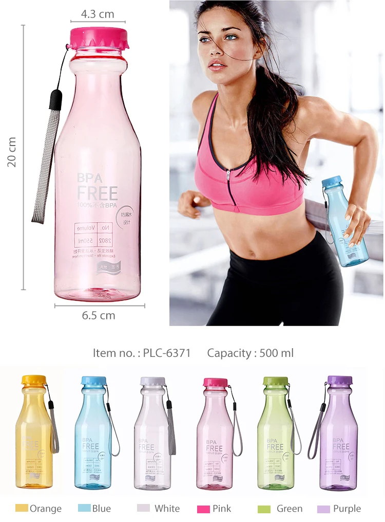 colorful cheap 500 ml beverage plastic water bottle houseware branded plastic water bottle