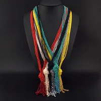 

Bohemia Female Jewelry Fashion Handmade Acrylic Beads Tassels Long Necklaces Women Dress Gifts Ethnic Accessories