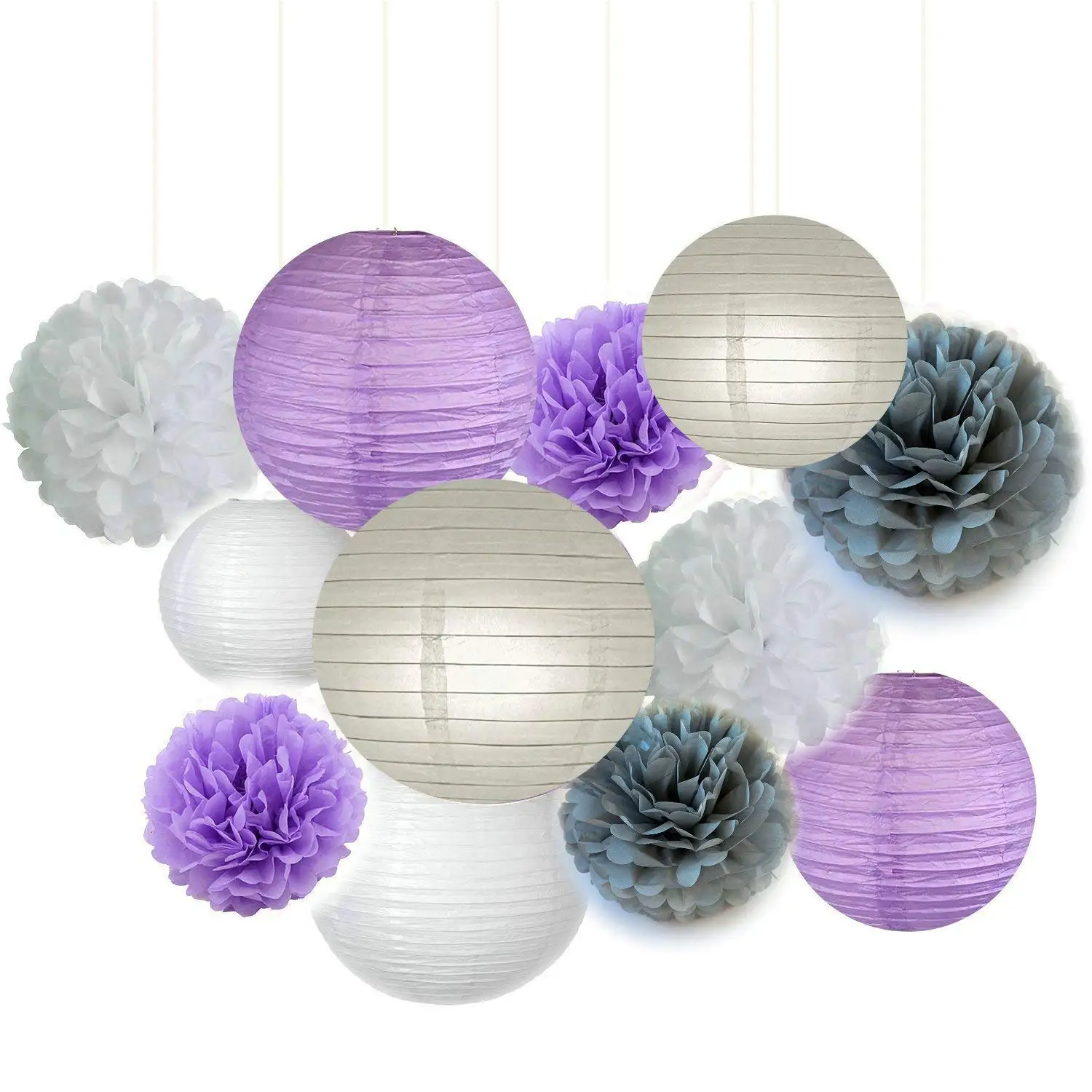 Paper Furuix Bridal Shower Decorations 10 Pcs Yellow Lavender Grey