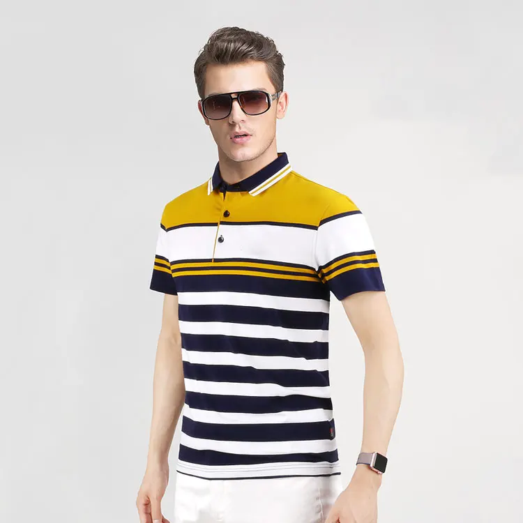 Stripe Style Mens Double Mercerized Cotton Polo Shirt - Buy Double ...