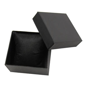 Oem custom logo black luxury single watch gift paper packaging box wholesale customise man watch storage box with pillow