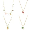 2019LIME CHARMS Tropical Style Watermelon Palm Tree PINEAPPLE Clavicle Chain Trend Flamingo Pendant Necklace Jewelry Gold Plated