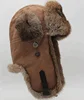 natrual brown color hare rabbit fur hat full fur with cloth