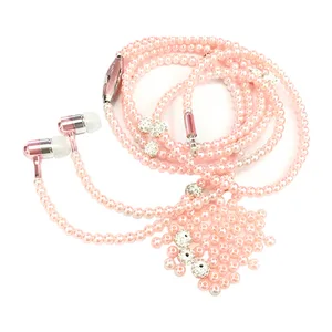 Pearl Necklace Design Wired Earphones Heavy Bass