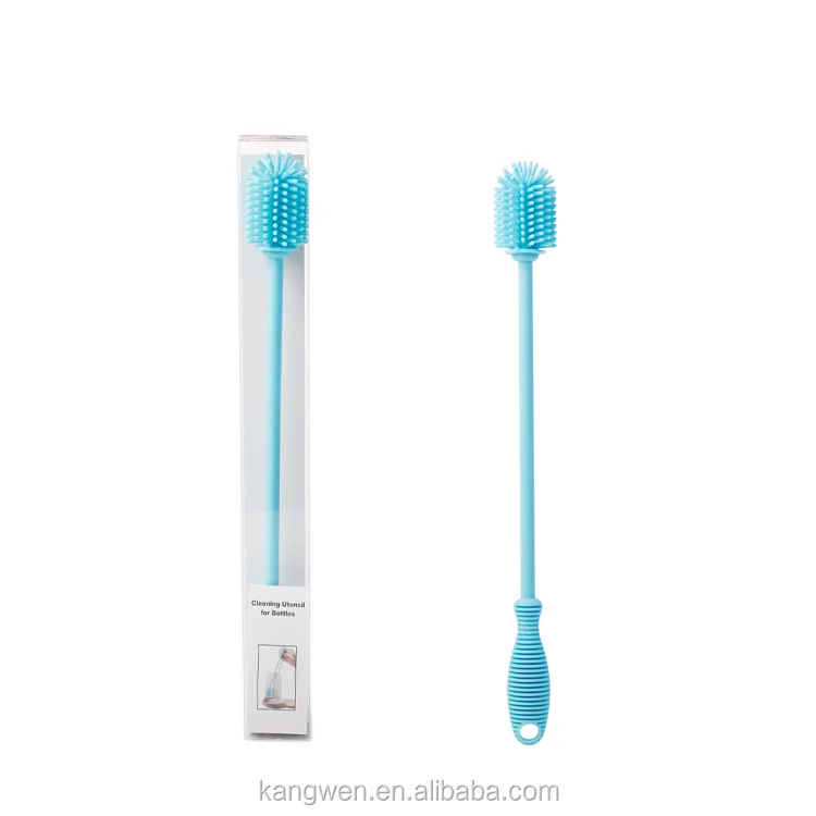 

BPA free silicone bottle cleaning brush with long handle, Any color available