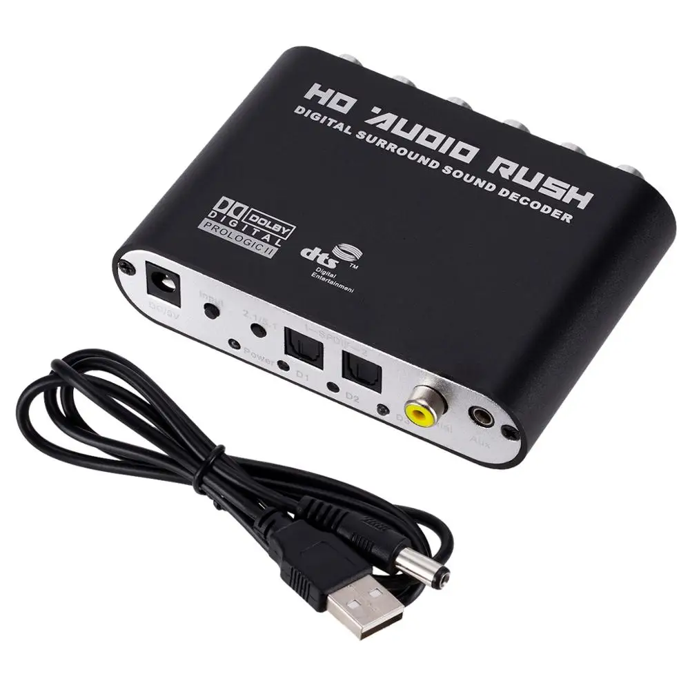

5.1 Audio Gear Digital Sound Decoder Converter Optical SPDIF/ Coaxial DTS to 5.1CH Analog Audio for DVD PC