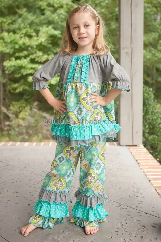 Wholesale Girls Ruffle Pant Sets Persnickety Children's Fall Outfit
