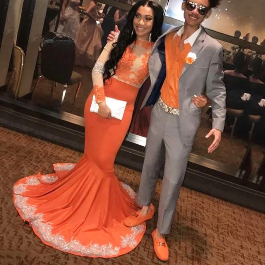 

Orange Fish Cut Long Sleeve High Quality African Women Long Evening Dresses, White, black, red, blue, etc