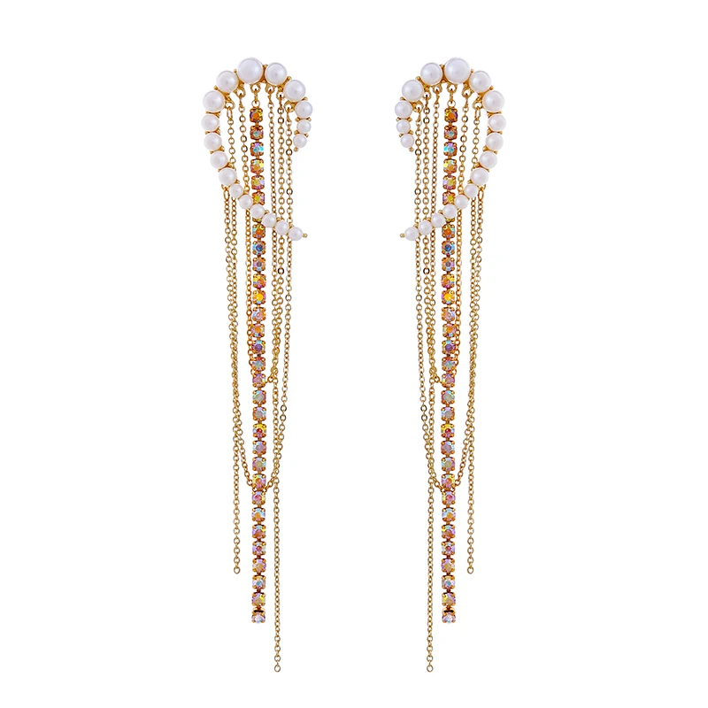 

ed00983c Swirl Pearl Wing Golden Earrings Tassel