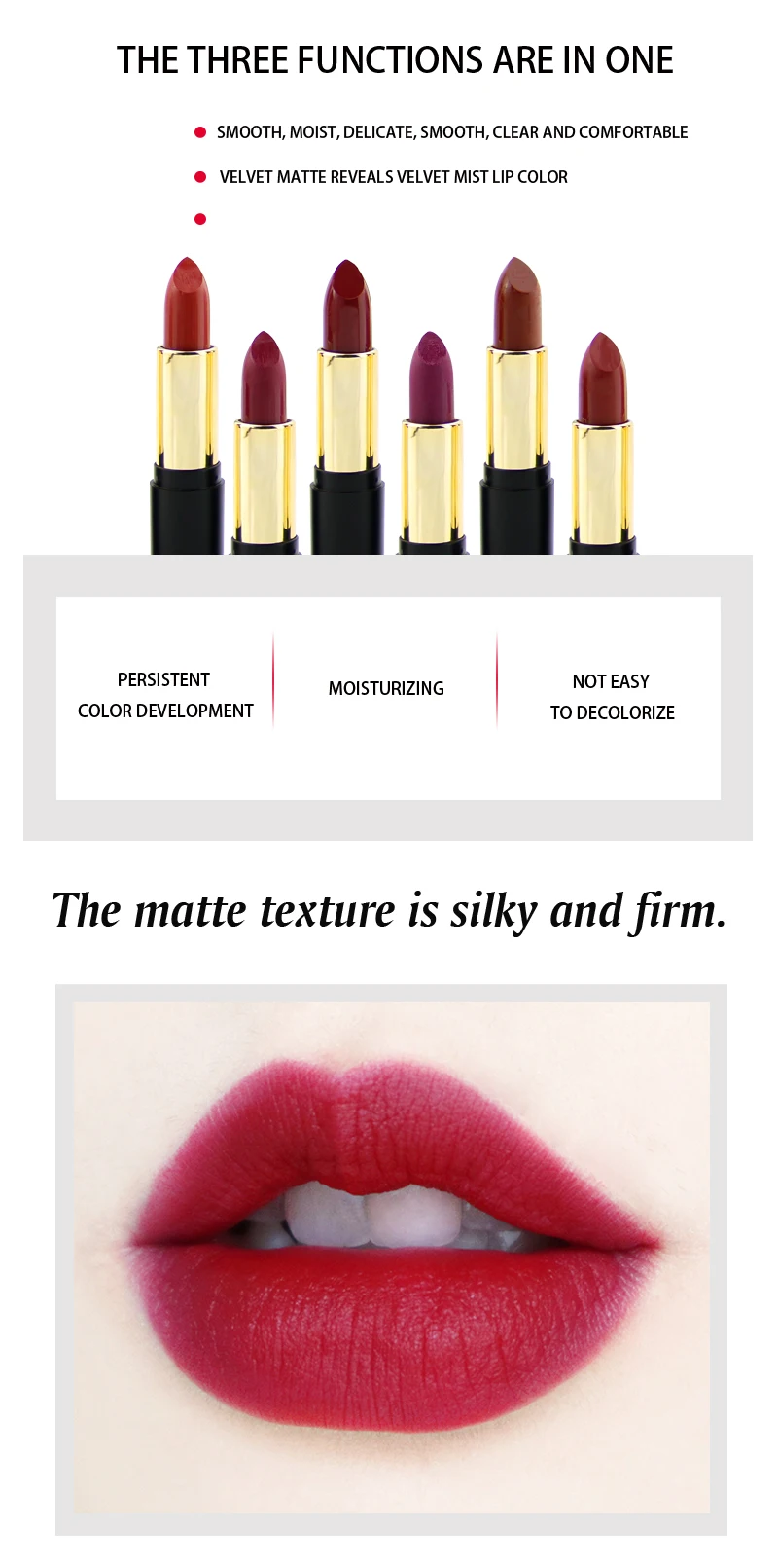 Intense Matte Vegan Lipsticks Natural Organic Own Logo Liquid Matte  Lipstick Cosmetic Company Private Label Lipstick