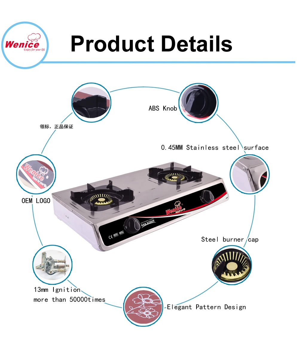 2 Burner Gas Stove For National Gas Stove With Gas Cooker Stove 7532