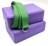 Custom Logo Printed High Quality Natural Eco Friendly EVA Foam Fitness Yoga Block,Cheap Safe Soft Elastic Yoga Stretch Mat Strap