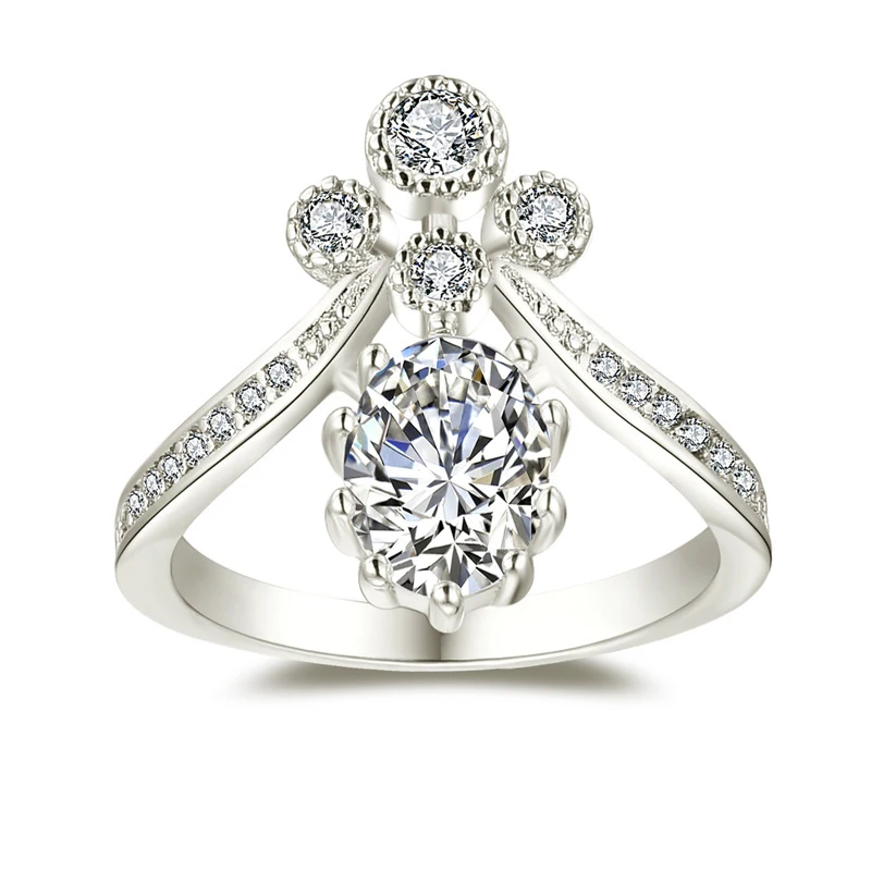 

Hainon gold jewelry Luxurious shiny white diamond drill bit WEDDING ring women rose gold fashion 2018 rings wholesale, Picture
