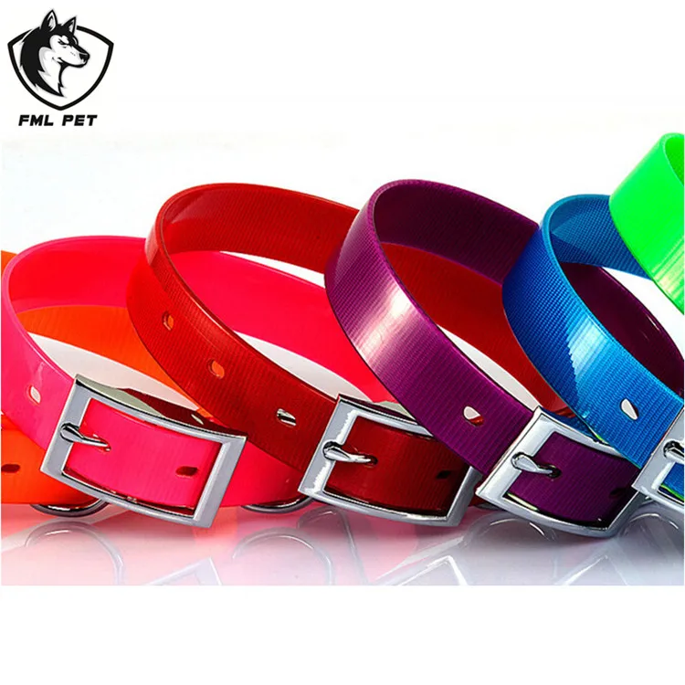 

Cheap Wholesale Colorful PU Leather Waterproof Chew Proof Pet Dog Collar, Blue;red;orange;green;customize colors