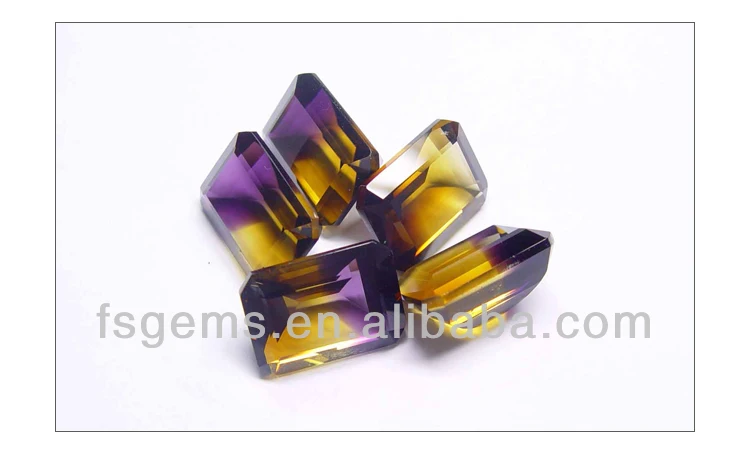 Wholesale  Certified Synthetic Yellow Quartz Ametrine Jewelry Loose Octagon Star Gemstones 9mm Lab Created Puple Yellow
