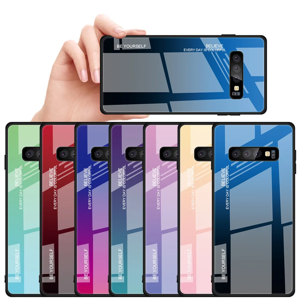 Gradient Tempered Glass Mobile Phone Case S10 lite TPU Colorful Phone Case For Samsung Galaxy S10