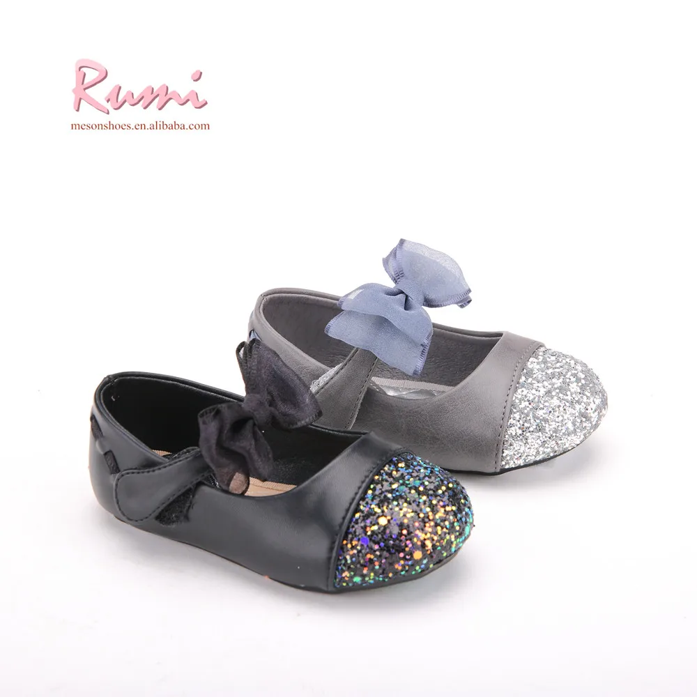 Lucu Hitam Glitter Sedikit Bayi Anak Balet Sepatu Sepatunya Dengan