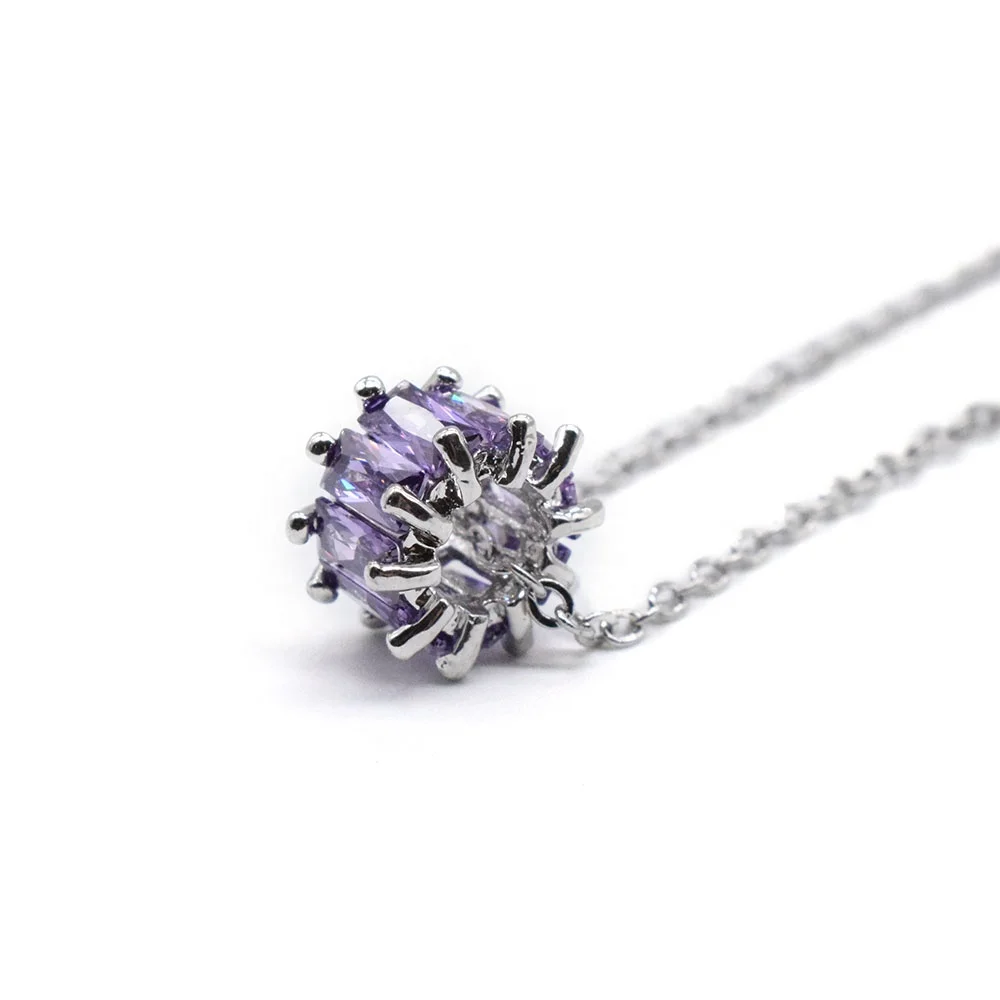 

Fancy Women charm Purple cubic zirconia CZ jewelry Choker Chain Pendant Necklace