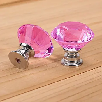30 Mm Pink Fashion Crystal Cabinet Knob For Furniture Dresser